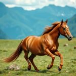 A beautiful healthy horse galloping in an open field showing vitality and longevity