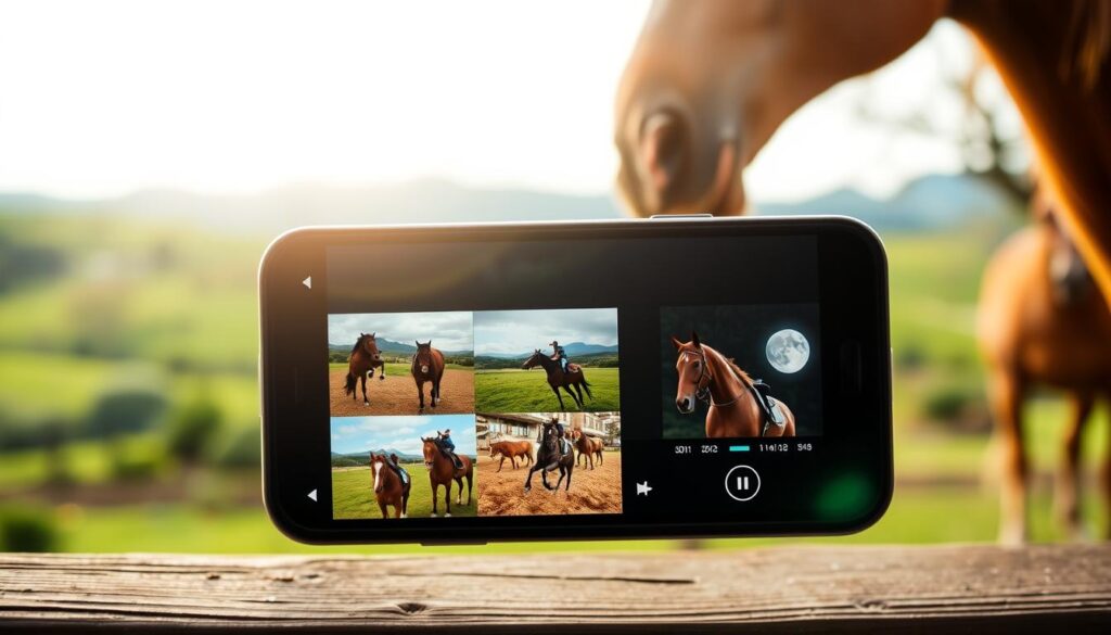 A visually captivating scene of the top 5 most viewed horse videos on TikTok, captured with a cinematic wide-angle lens. In the foreground, a grid of thumbnail-sized videos plays on a sleek smartphone screen, the horses' antics and stunts unfolding in vivid detail. The middle ground features a curated collection of the videos' most iconic moments, rendered with a vibrant color palette and a sense of movement and energy. In the background, a blurred landscape of rolling hills and lush greenery sets the stage, evoking the natural world that these beloved equine stars inhabit. The lighting is soft and diffused, casting a warm, inviting glow over the entire composition. The overall mood is one of excitement, joy, and the universal appeal of these delightful viral horse videos. A visually captivating scene of the top 5 most viewed horse videos on TikTok, captured with a cinematic wide-angle lens. In the foreground, a grid of thumbnail-sized videos plays on a sleek smartphone screen, the horses' antics and stunts unfolding in vivid detail. The middle ground features a curated collection of the videos' most iconic moments, rendered with a vibrant color palette and a sense of movement and energy. In the background, a blurred landscape of rolling hills and lush greenery sets the stage, evoking the natural world that these beloved equine stars inhabit. The lighting is soft and diffused, casting a warm, inviting glow over the entire composition. The overall mood is one of excitement, joy, and the universal appeal of these delightful viral horse videos.