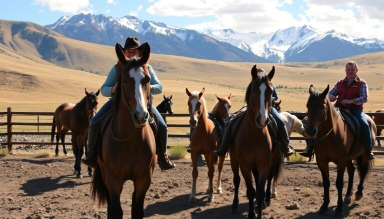 Beginner-friendly ranch in Montana with horses and mountain backdrop