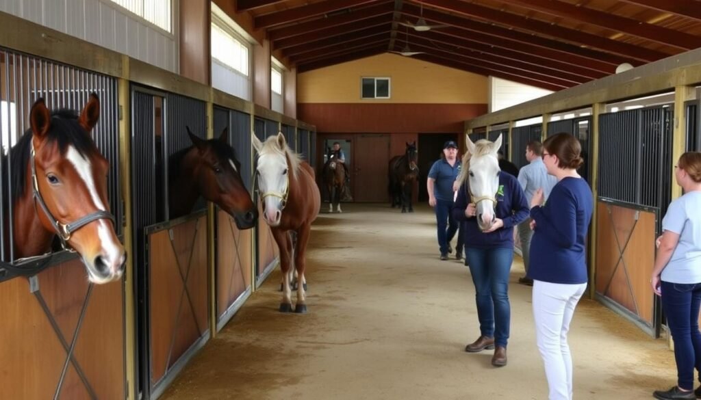 Well-maintained stable with happy, healthy horses and professional staff